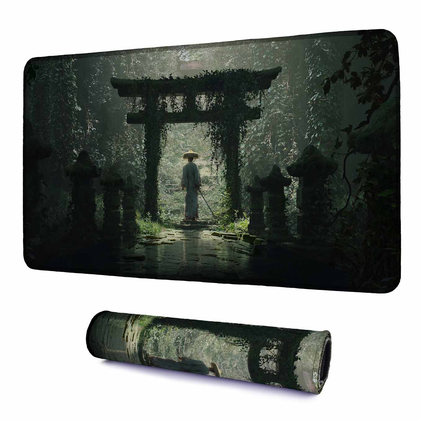 A Long Way to Greatness Art Mouse Pad - 23.6 x 11 Inches Desk Pad - Gaming and Workstation Mat for Samurai Fans - Non-Slip Rubber Base - Smooth Surface for Precise Control