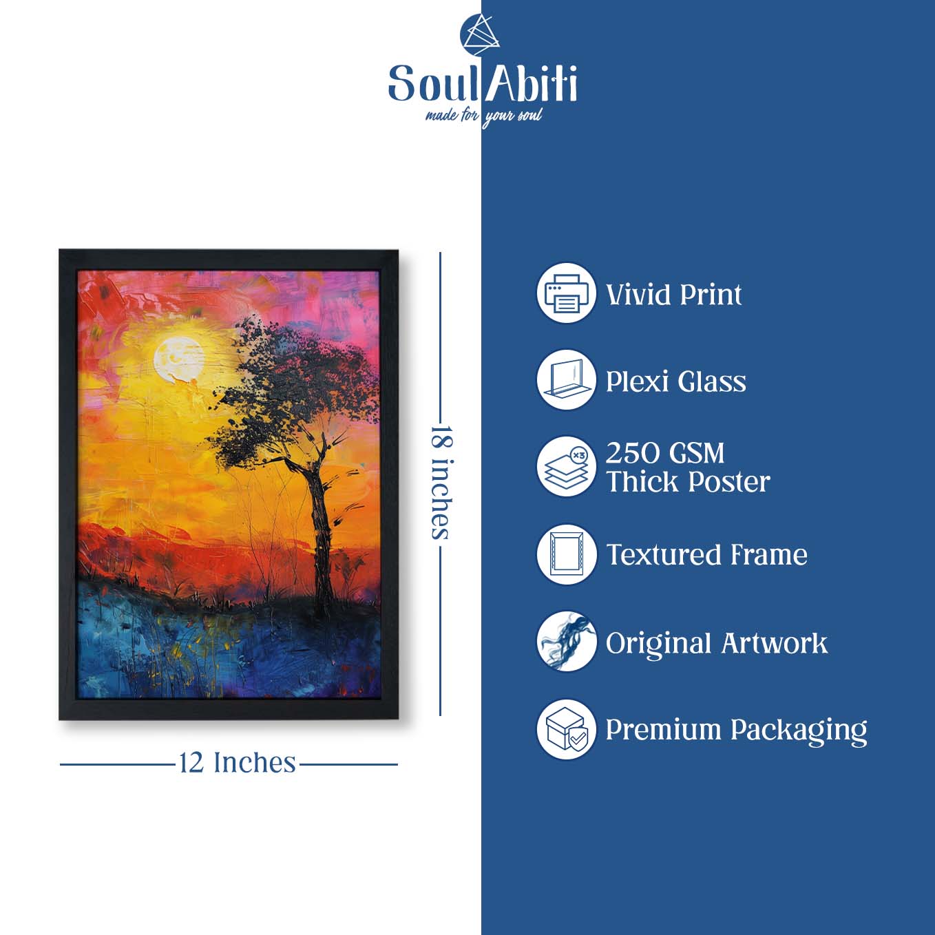 Sunset Bliss Abstract Landscape Prints - Set of 2 Framed Art | Bold & Colorful Nature-Inspired Decor