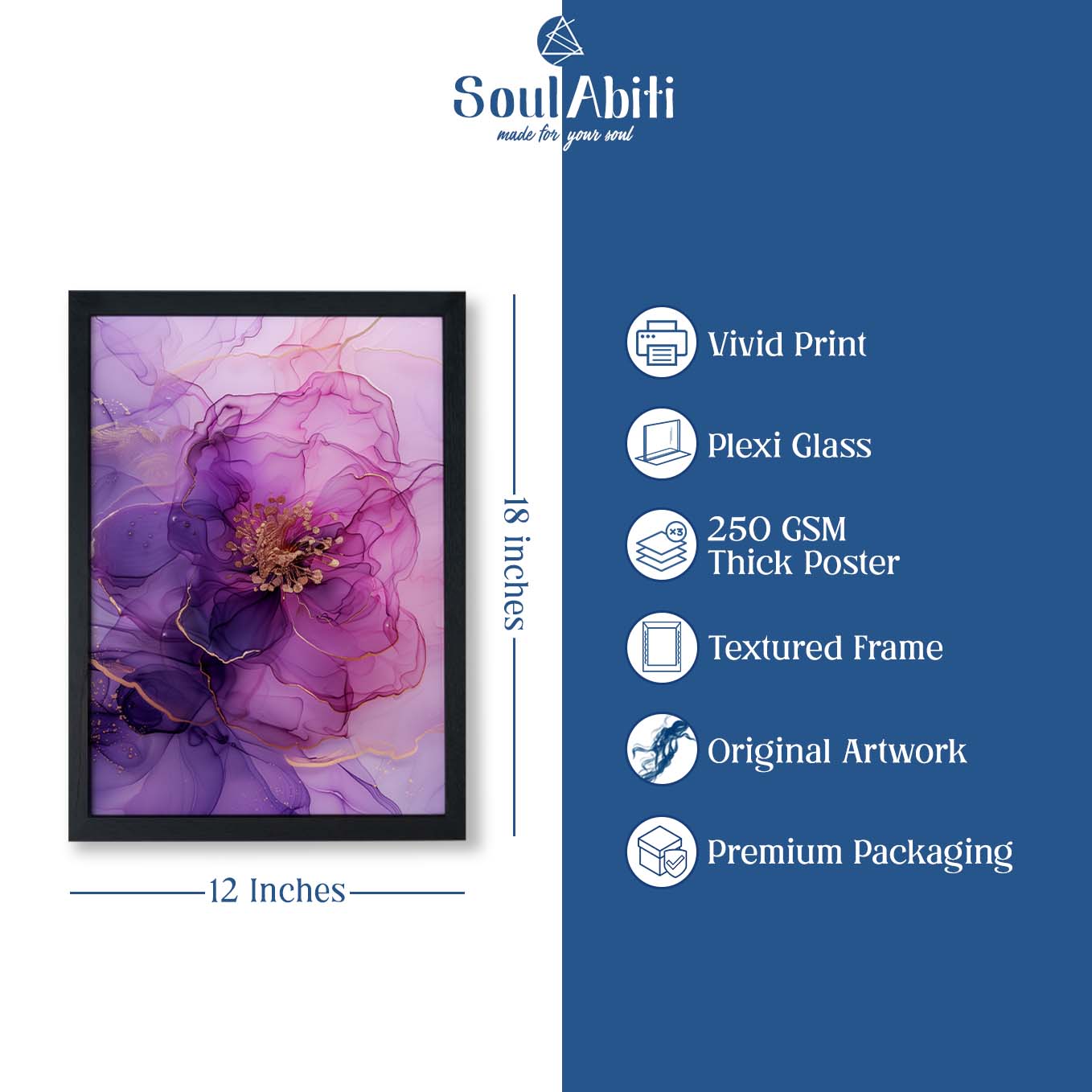 Elegant Floral Ink Art Prints - Set of 2 Framed Wall Decor | Purple & Pink Watercolor Blossoms | Contemporary Aesthetic