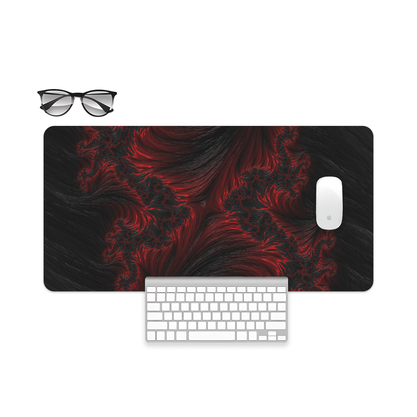Red and Black Textured Art Mouse Pad - 23.6 x 11 Inches Desk Pad - Gaming and Workstation Mat for Dark Theme Fans - Non-Slip Rubber Base - Smooth Surface for Precise Control