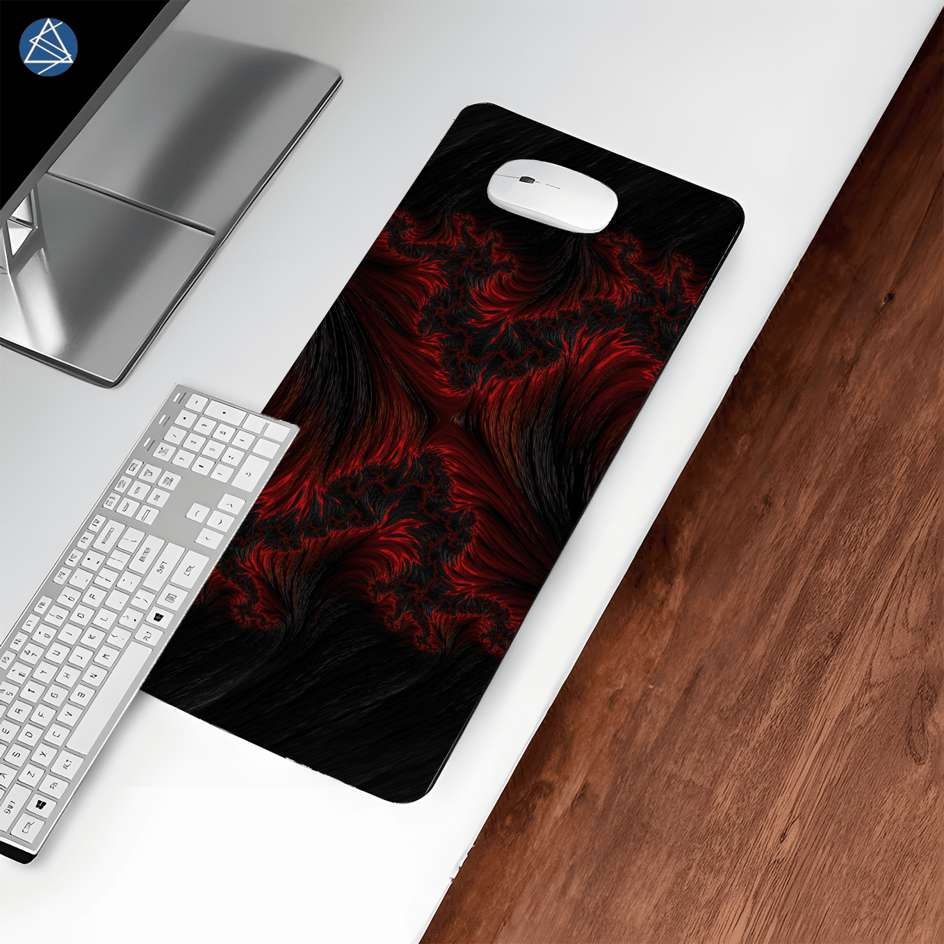 Red and Black Textured Art Mouse Pad - 23.6 x 11 Inches Desk Pad - Gaming and Workstation Mat for Dark Theme Fans - Non-Slip Rubber Base - Smooth Surface for Precise Control