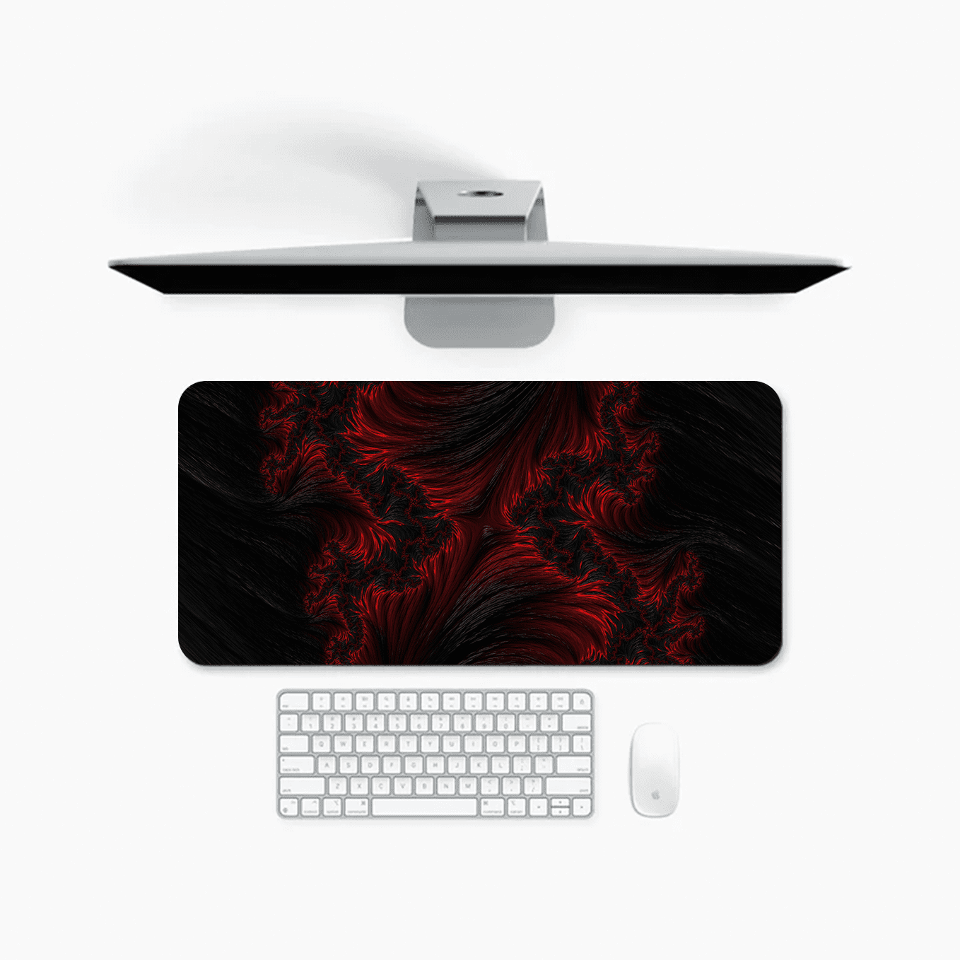 Red and Black Textured Art Mouse Pad - 23.6 x 11 Inches Desk Pad - Gaming and Workstation Mat for Dark Theme Fans - Non-Slip Rubber Base - Smooth Surface for Precise Control