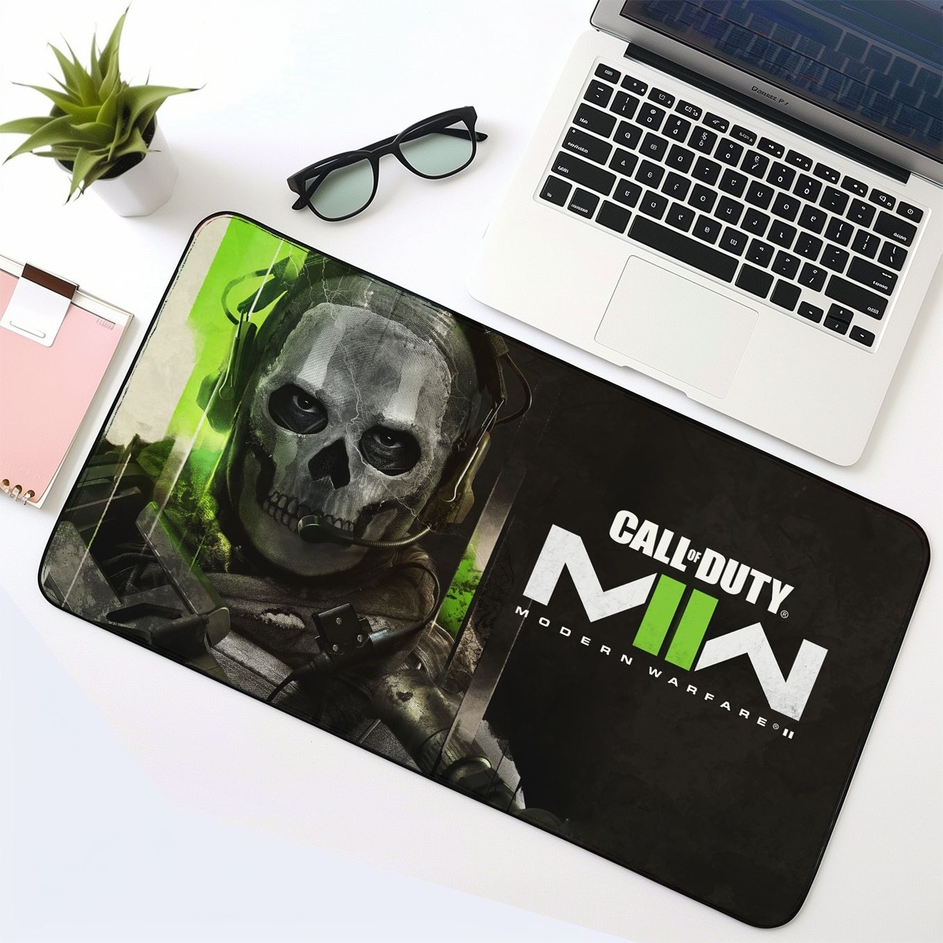 Call of duty Ghost Action Franchise Art Mouse Pad - 23.6 x 11 Inches Desk Pad - Gaming and Workstation Mat for Shooting games Fans - Non-Slip Rubber Base - Smooth Surface for Precise Control