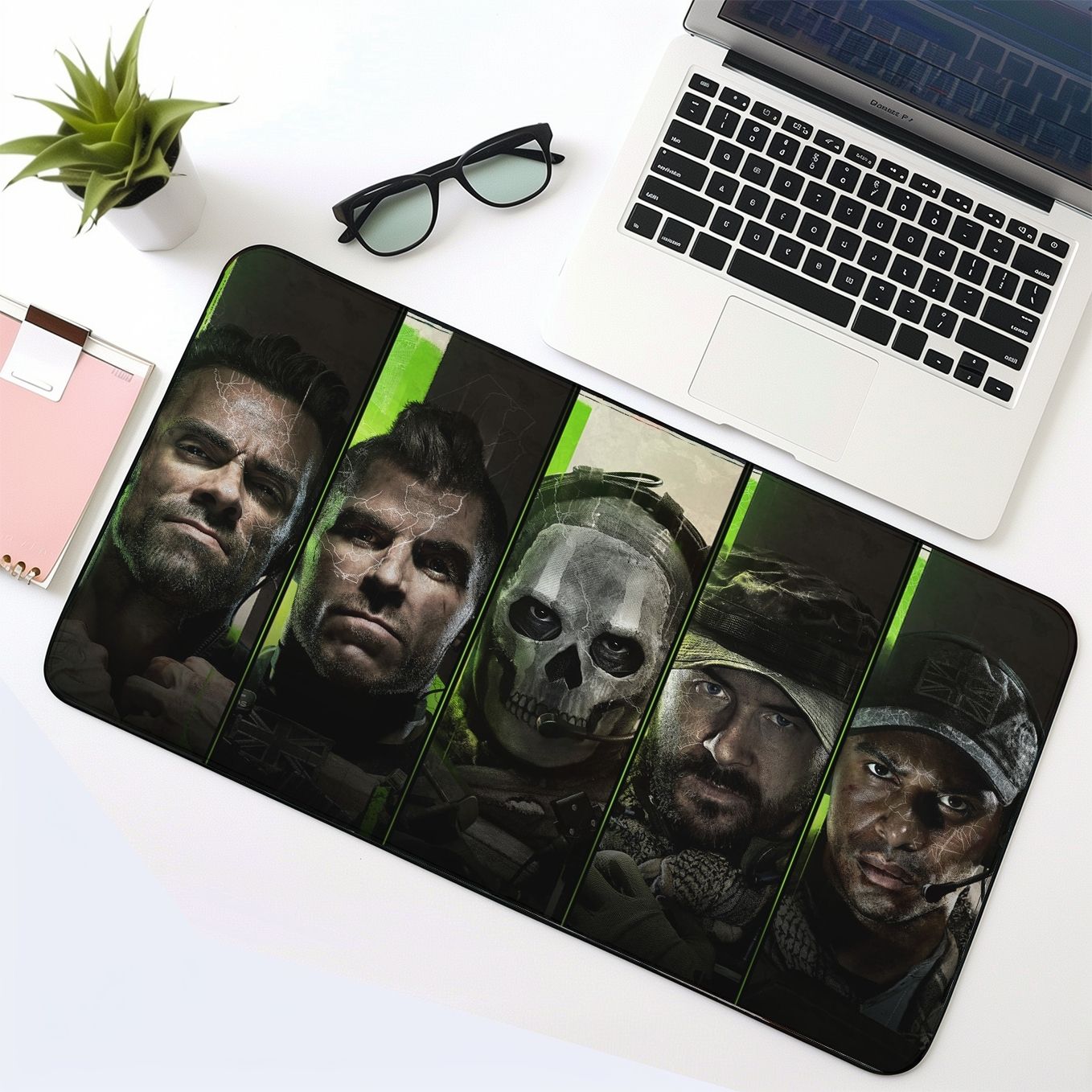 Call of Duty MW2 Ghost Art Mouse Pad - 23.6 x 11 Inches Desk Pad - Gaming and Workstation Mat for Action Fans - Non-Slip Rubber Base - Smooth Surface for Precise Control