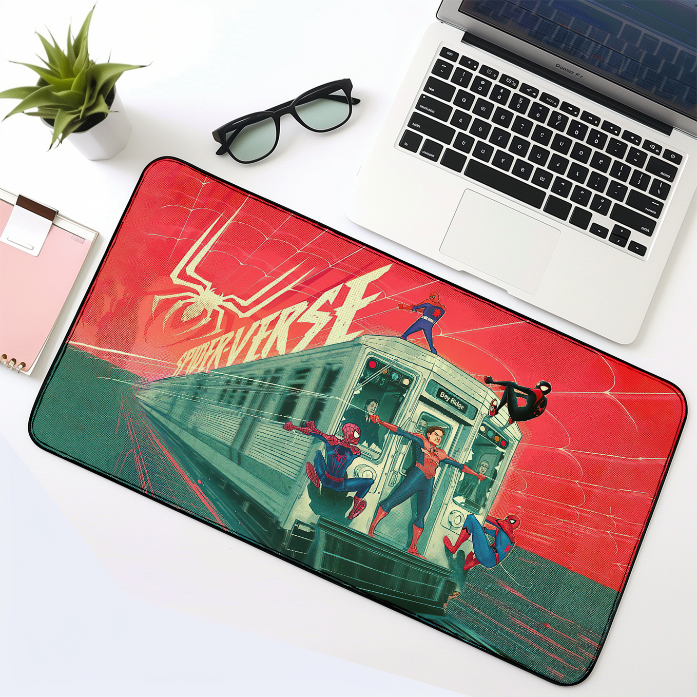 Spider Man Multiverse Art Mouse Pad - 23.6 x 11 Inches Desk Pad - Gaming and Workstation Mat for Spiderverse Fans - Non-Slip Rubber Base - Smooth Surface for Precise Control