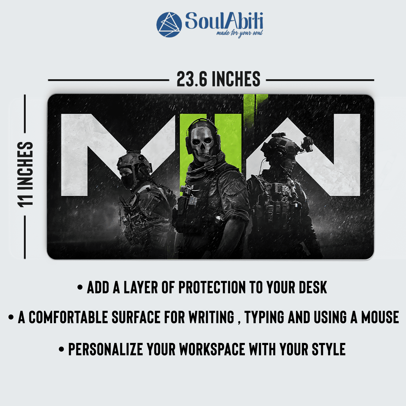 Call of Duty MW2 Trio Squad Art Mouse Pad - 23.6 x 11 Inches Desk Pad - Gaming and Workstation Mat for Action Fans - Non-Slip Rubber Base - Smooth Surface for Precise Control
