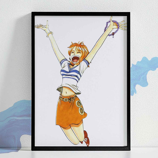 One Piece East Blue Cat burglar Nami Poster Art Framed 13x19 -Inch Plexi-Glass
