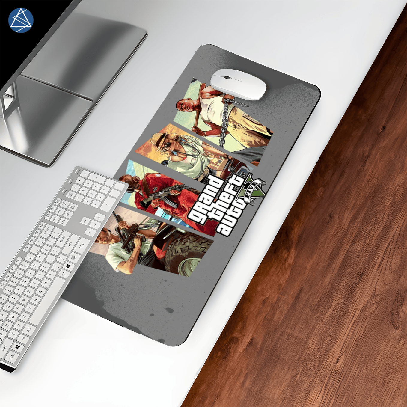 Grand Theft Auto V Art Mouse Pad - 23.6 x 11 Inches Desk Pad - Gaming and Workstation Mat for Action Fans - Non-Slip Rubber Base - Smooth Surface for Precise Control