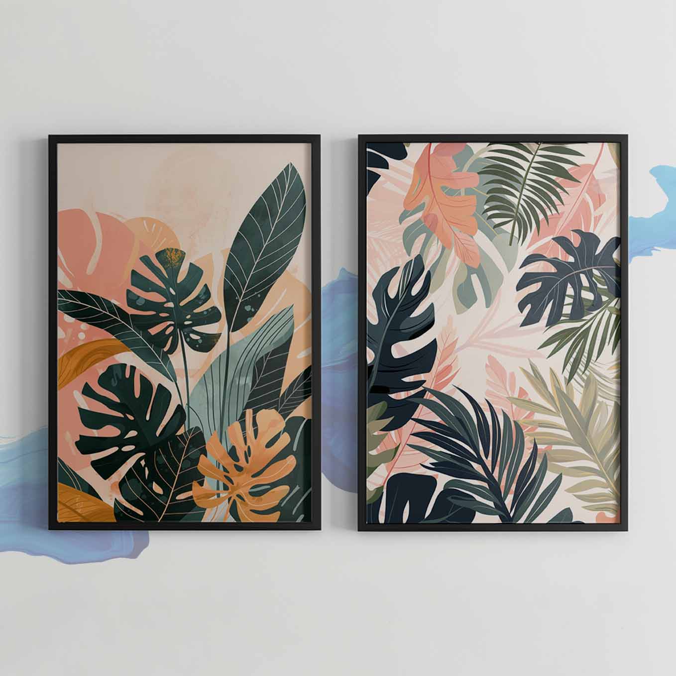 Monstera Haven Wall Art - Set of 2 Botanical Prints | Modern Nature-Inspired Decor for Living Room & Office