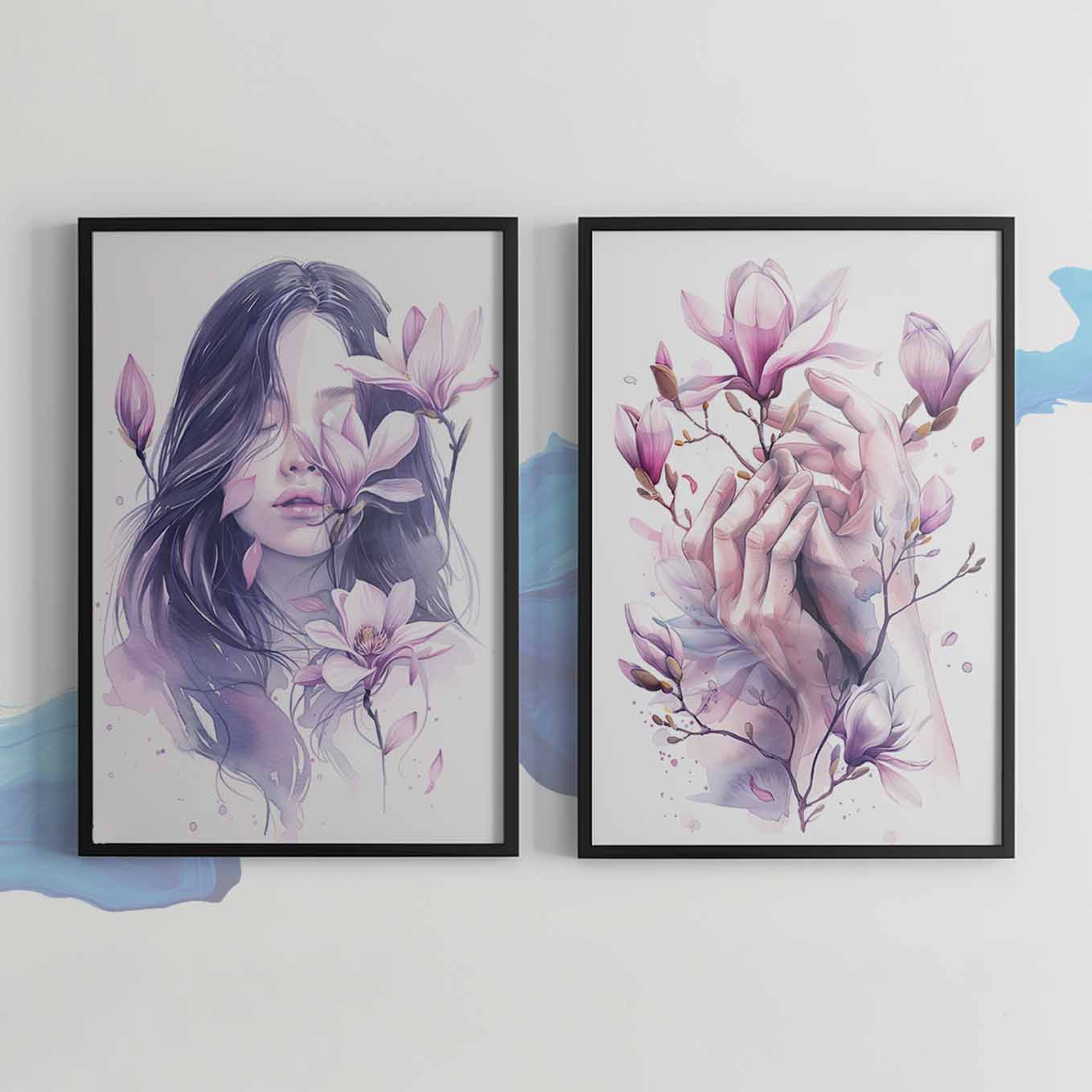 Nature’s Serenity - Woman in Wildflower Field & Floral Art Print | Aesthetic Minimalist Botanical Decor