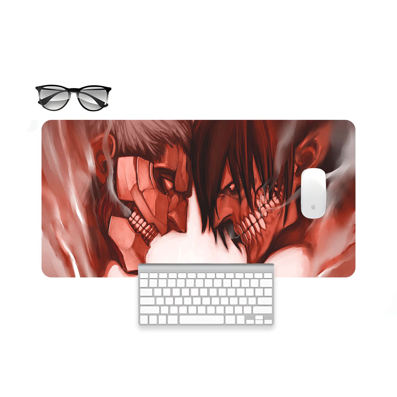 Attack on Titan Mouse Pad - 23.6 x 11 Inches Desk Pad - Gaming and Workstation Mat for Attack Titan vs Armor Titan Fans - Non-Slip Rubber Base - Smooth Surface for Precise Control