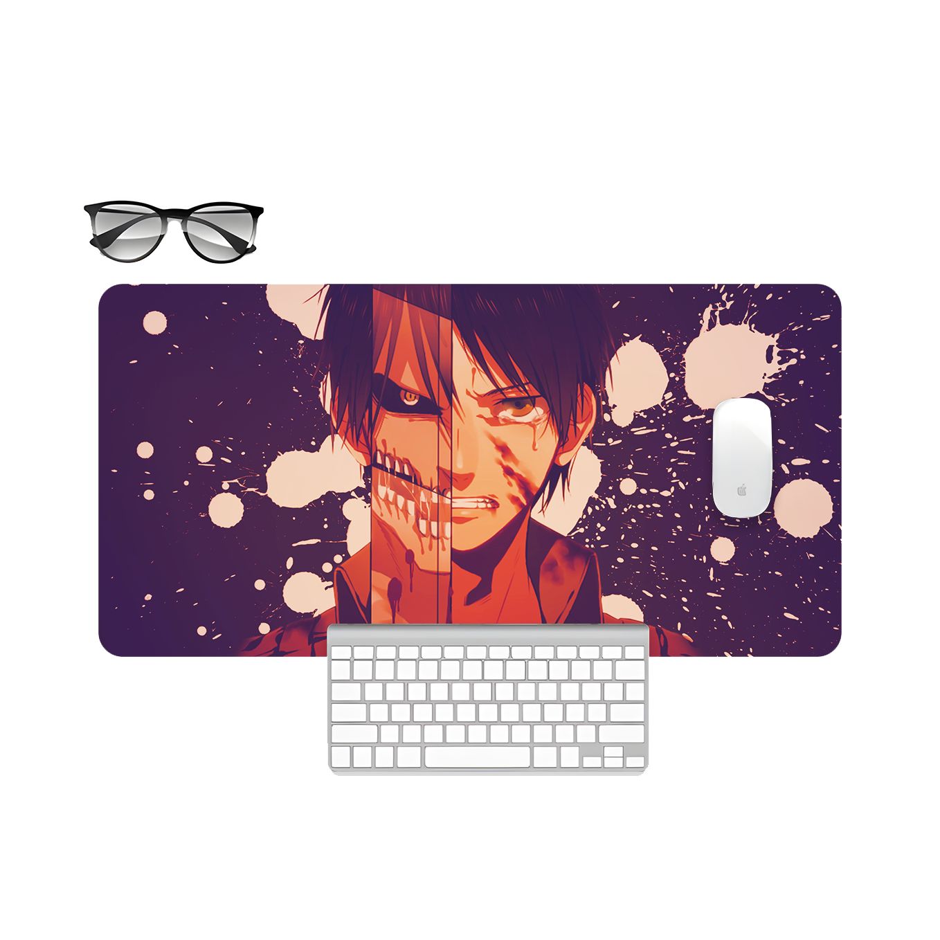 Attack on Titan Mouse Pad - 23.6 x 11 Inches Desk Pad - Gaming and Workstation Mat for Eren Attack Titan Survery Corps Fans - Non-Slip Rubber Base - Smooth Surface for Precise Control