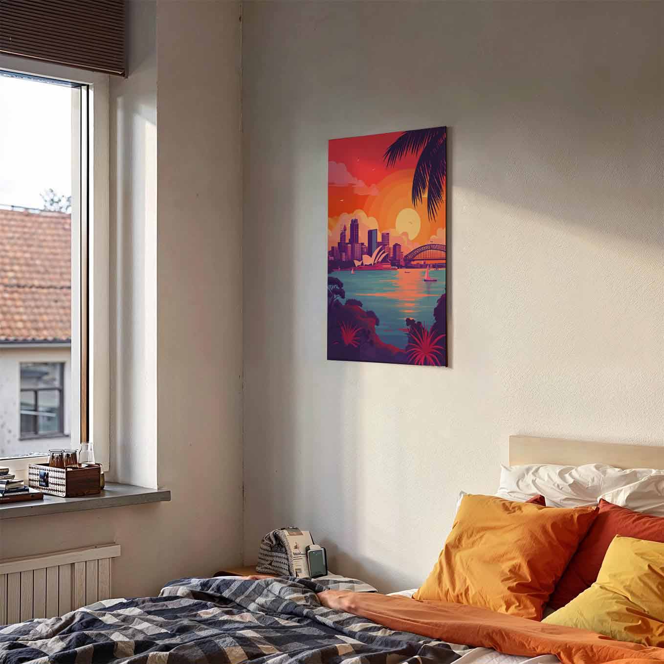 Sydney Opera House Sunset Poster - Australia Cityscape 370 GSM with Double Side Tape Ready to Stick Wall Decor