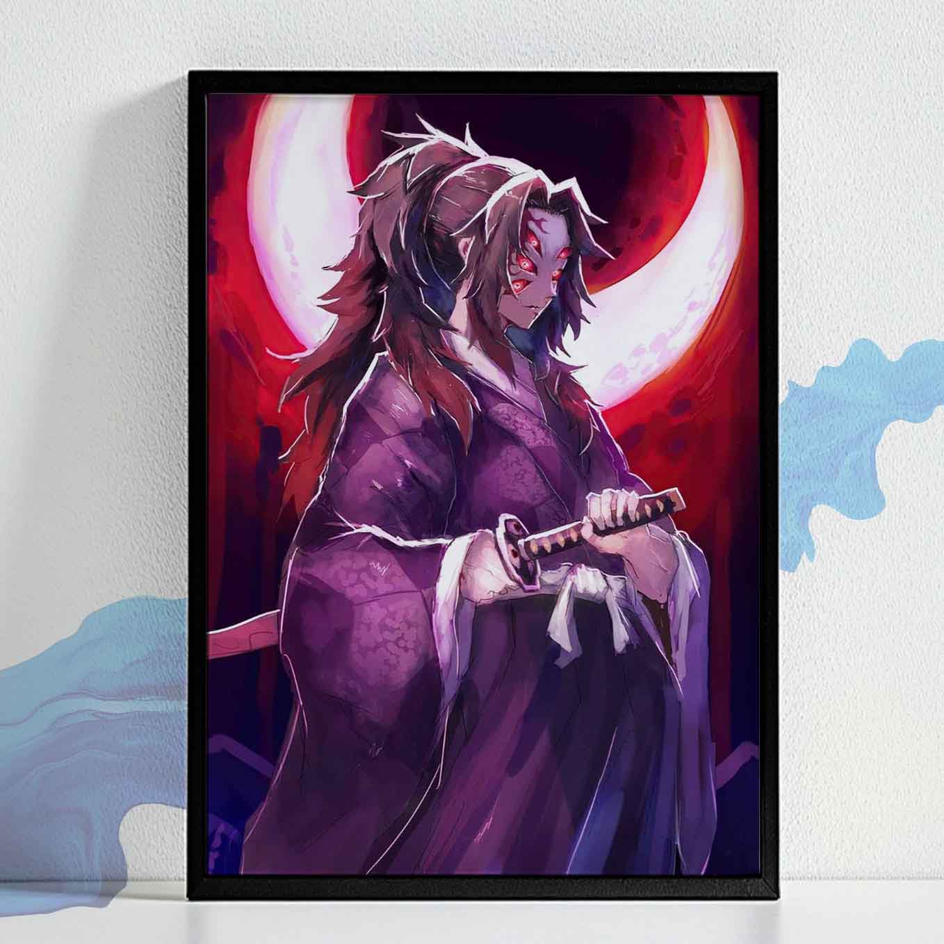 Demon Slayer kokushibo Poster framed (13x19 Inches, Plexi-glass, Textured Glass)