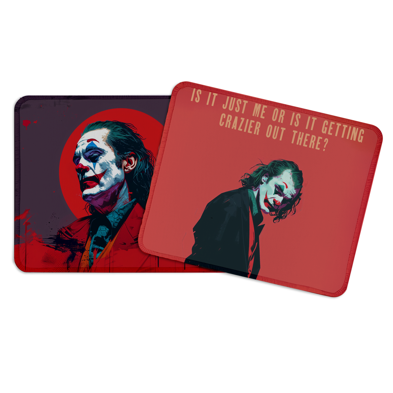 Joker Set of 2 Stitched Gaming Mouse Pads with Anti-Slip Rubber Base and Waterproof Surface
