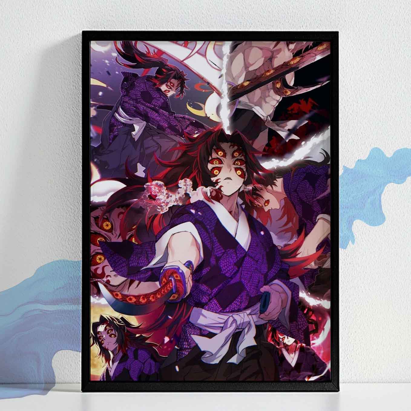 Demon Slayer kokushibo upper moon demon 1 Poster framed (13x19 Inches, Plexi Glass, Textured Frame)