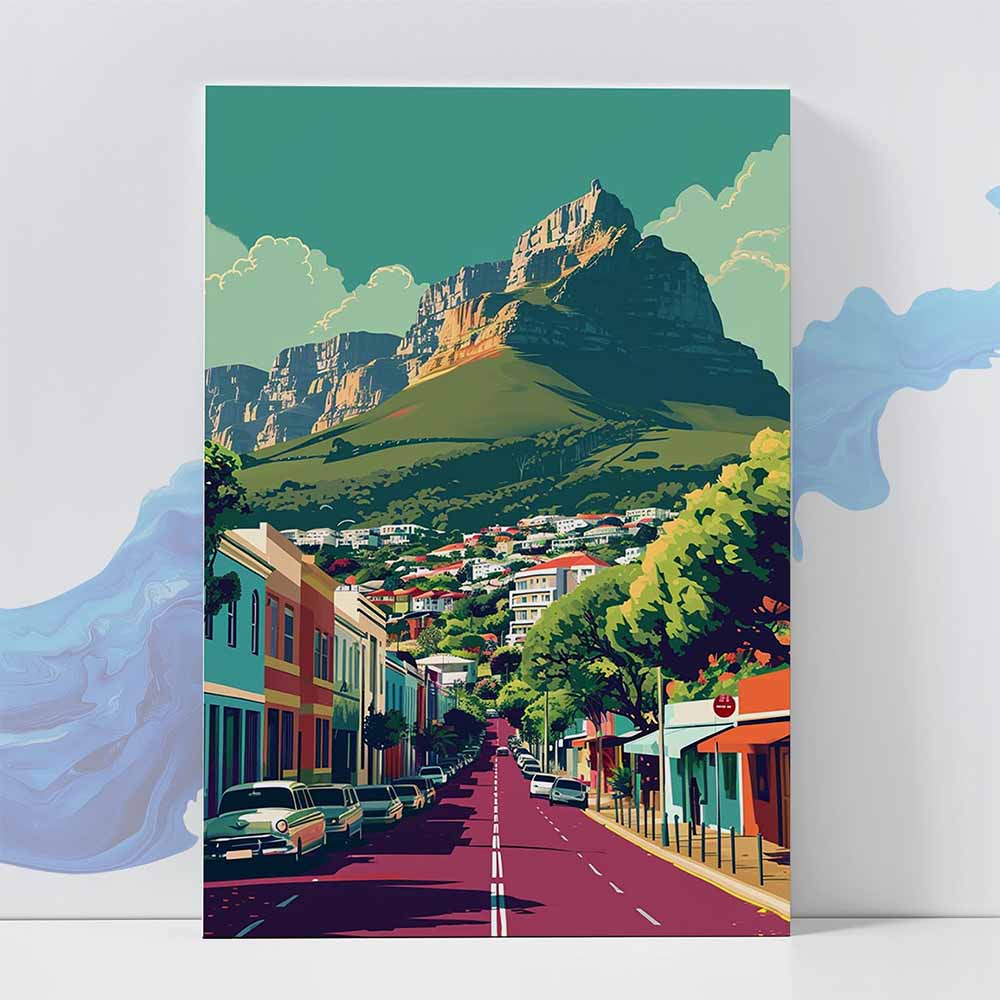 Mountain View Street Poster - Landscape Wall art 370 GSM with Double Side Tape Ready to Stick Wall Decor