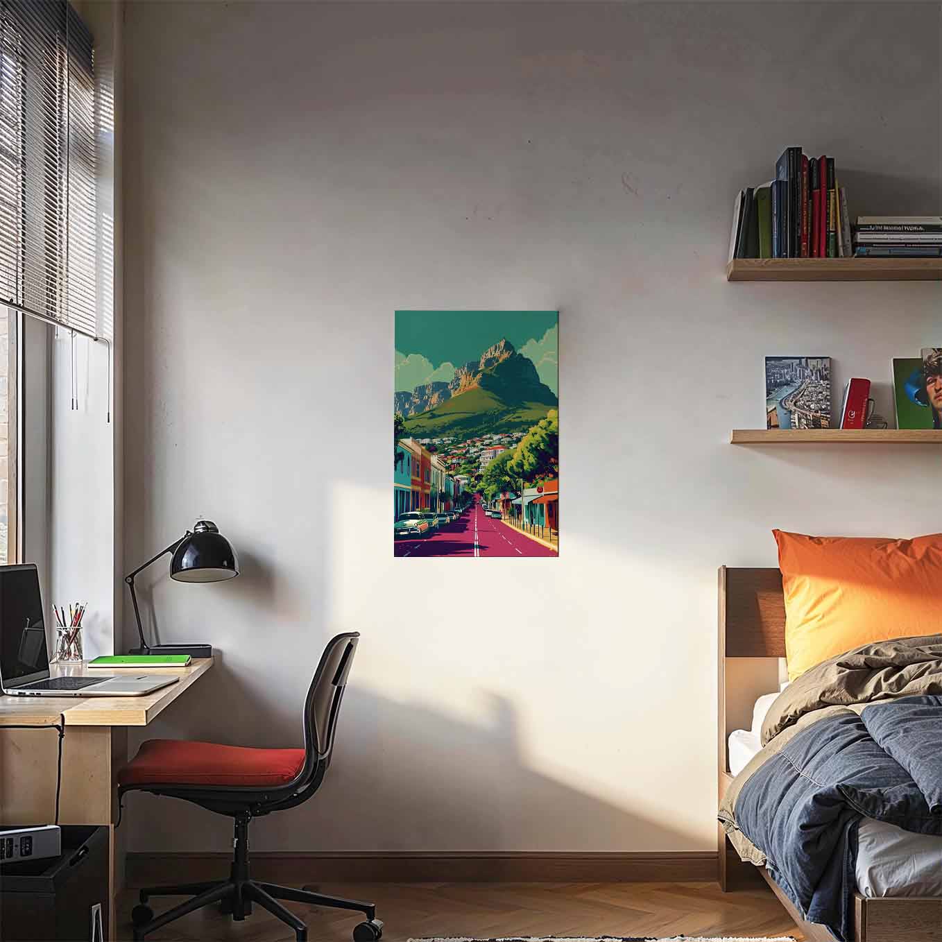 Mountain View Street Poster - Landscape Wall art 370 GSM with Double Side Tape Ready to Stick Wall Decor
