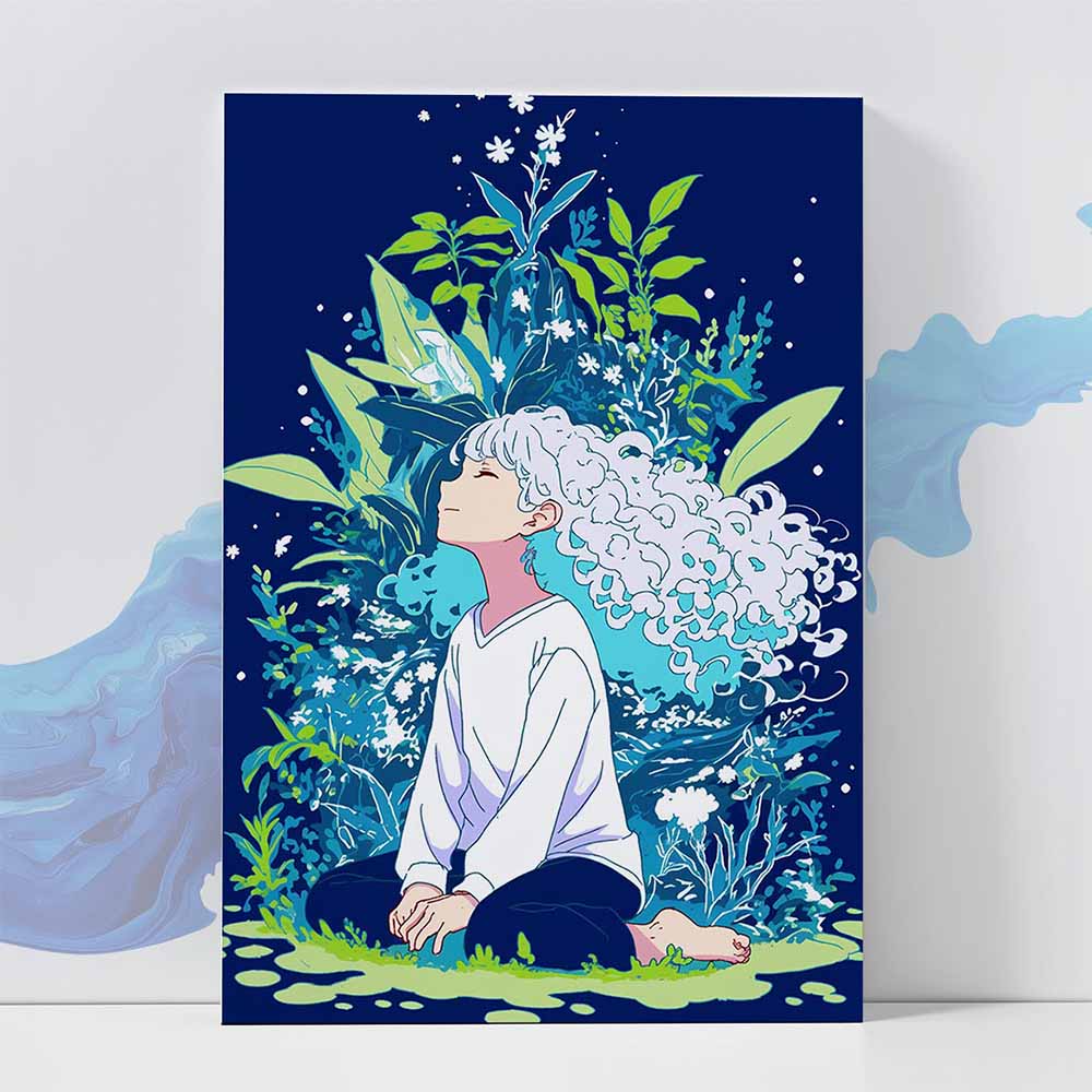 Anime Girl with Nature Fantasy Poster - Wall art 370 GSM with Double Side Tape Ready to Stick Wall Decor
