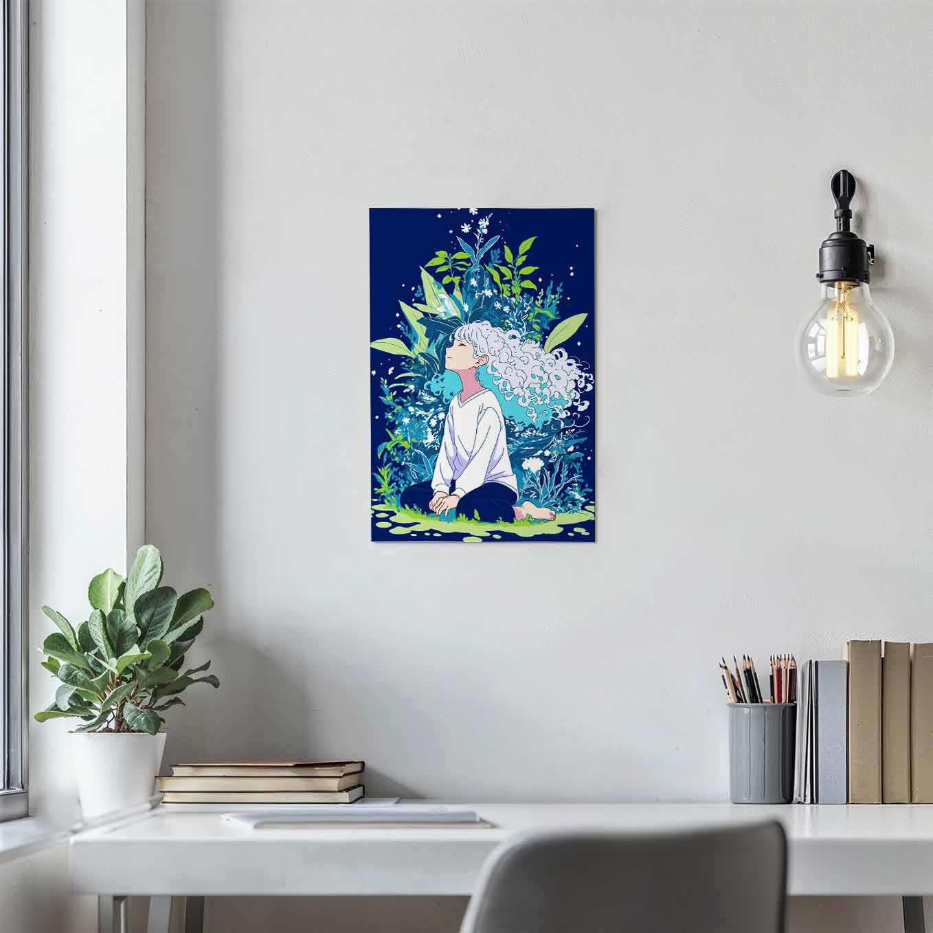 Anime Girl with Nature Fantasy Poster - Wall art 370 GSM with Double Side Tape Ready to Stick Wall Decor