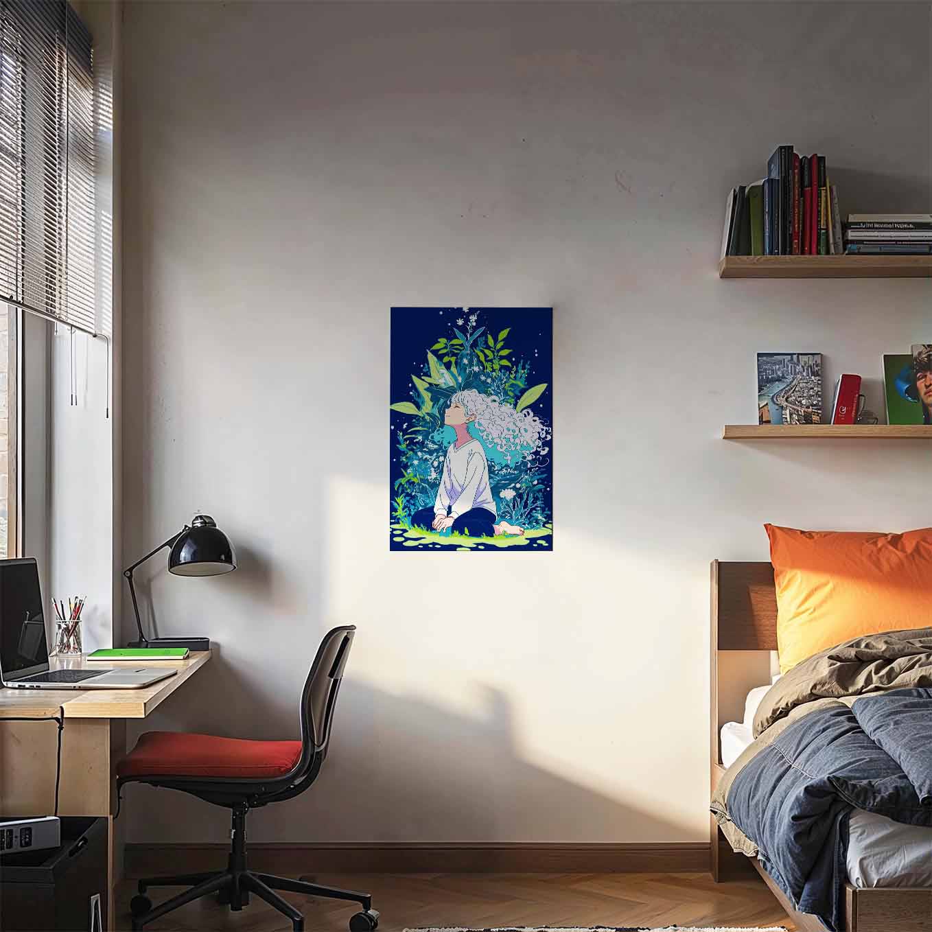 Anime Girl with Nature Fantasy Poster - Wall art 370 GSM with Double Side Tape Ready to Stick Wall Decor
