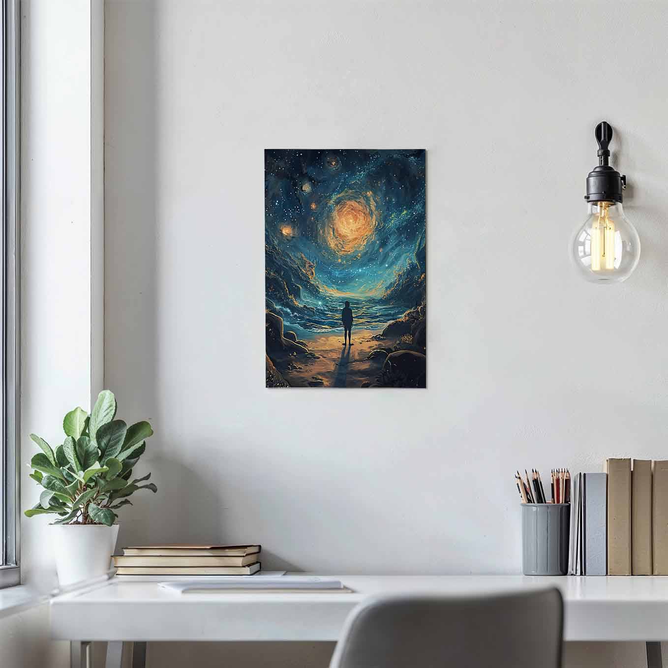 Cosmic Galaxy Night Sky Poster - Wall art 370 GSM with Double Side Tape Ready to Stick Wall Decor