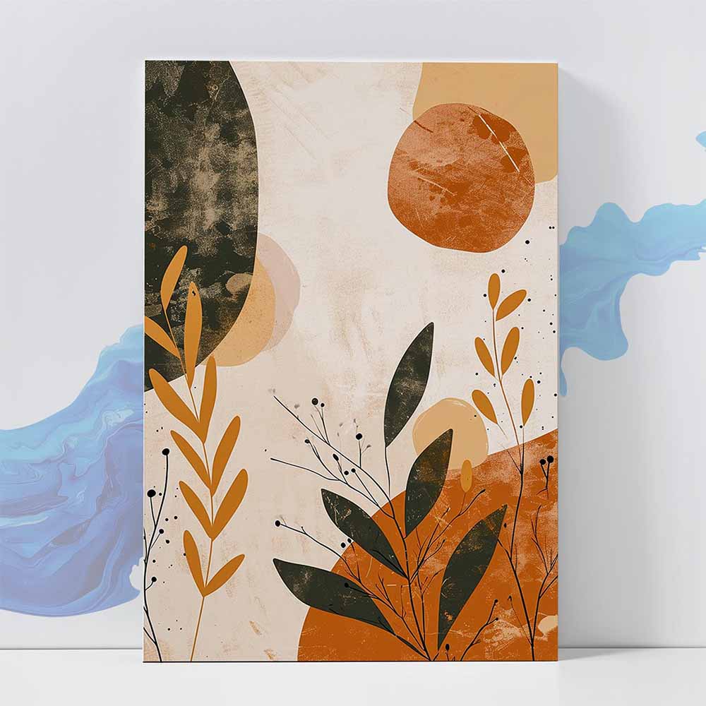 Abstract Botanical Earth Tone Poster - Wall art 370 GSM with Double Side Tape Ready to Stick Wall Decor
