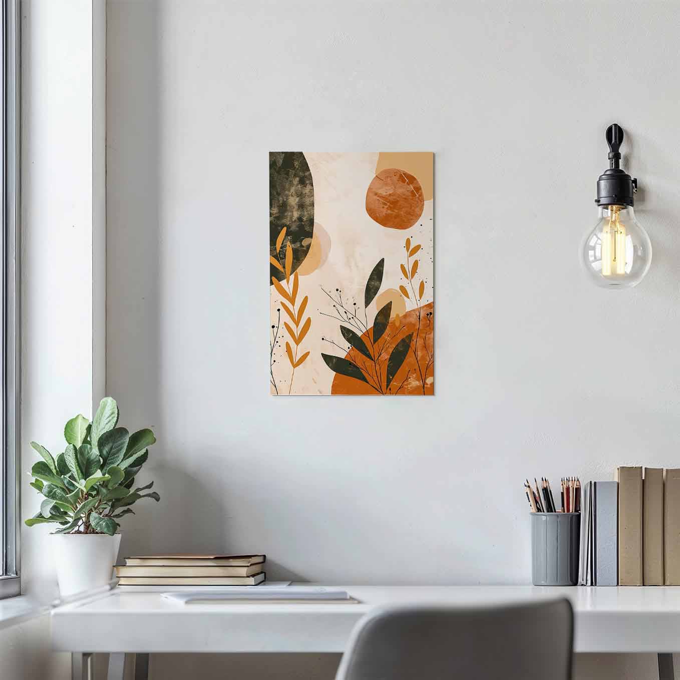 Abstract Botanical Earth Tone Poster - Wall art 370 GSM with Double Side Tape Ready to Stick Wall Decor