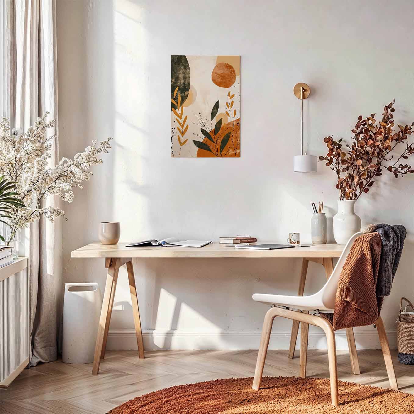 Abstract Botanical Earth Tone Poster - Wall art 370 GSM with Double Side Tape Ready to Stick Wall Decor