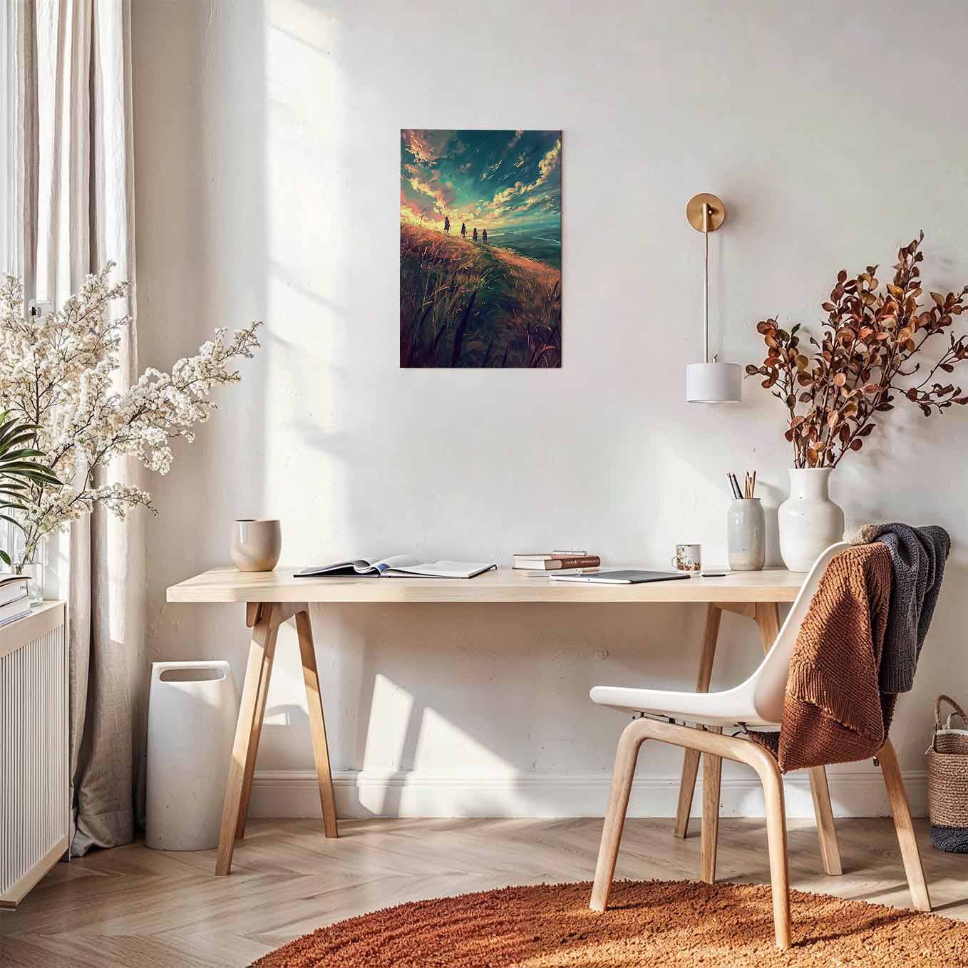 Sunset Horizon Wanderers Poster - Landscape Wall Art 370 GSM with Double Side Tape Ready to Stick Wall Decor