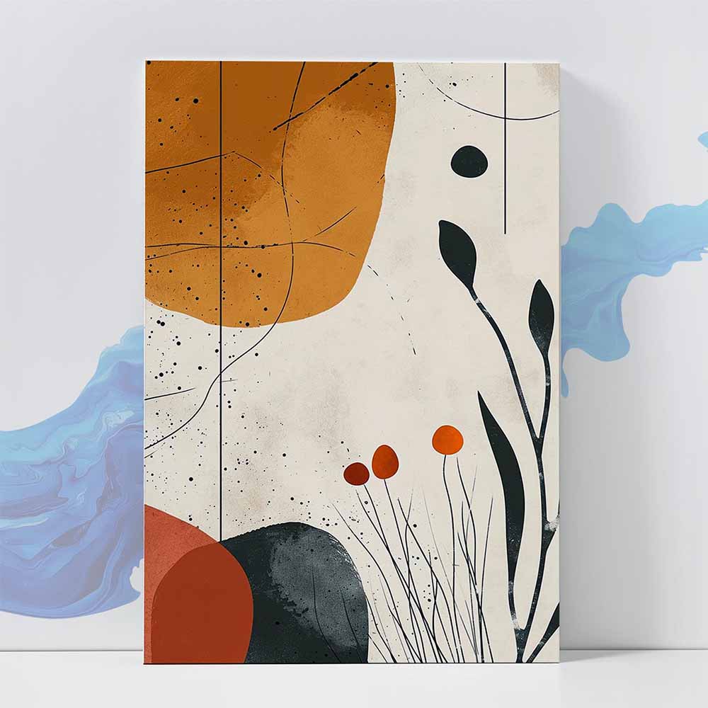 Minimalist Botanical Lines and Shapes Poster - Wall art 370 GSM with Double Side Tape Ready to Stick Wall Decor
