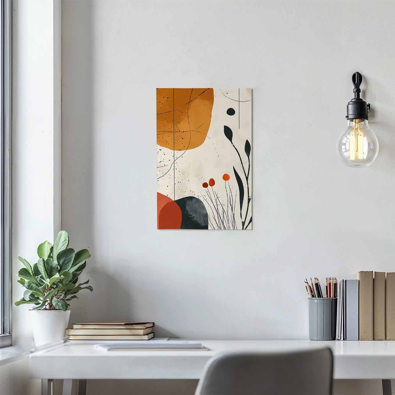 Minimalist Botanical Lines and Shapes Poster - Wall art 370 GSM with Double Side Tape Ready to Stick Wall Decor