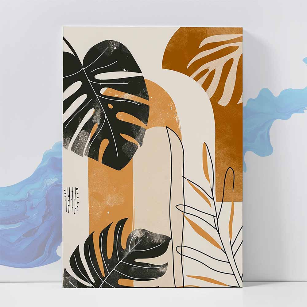 Tropical Monstera Leaf Abstract Poster - Wall art 370 GSM with Double Side Tape Ready to Stick Wall Decor