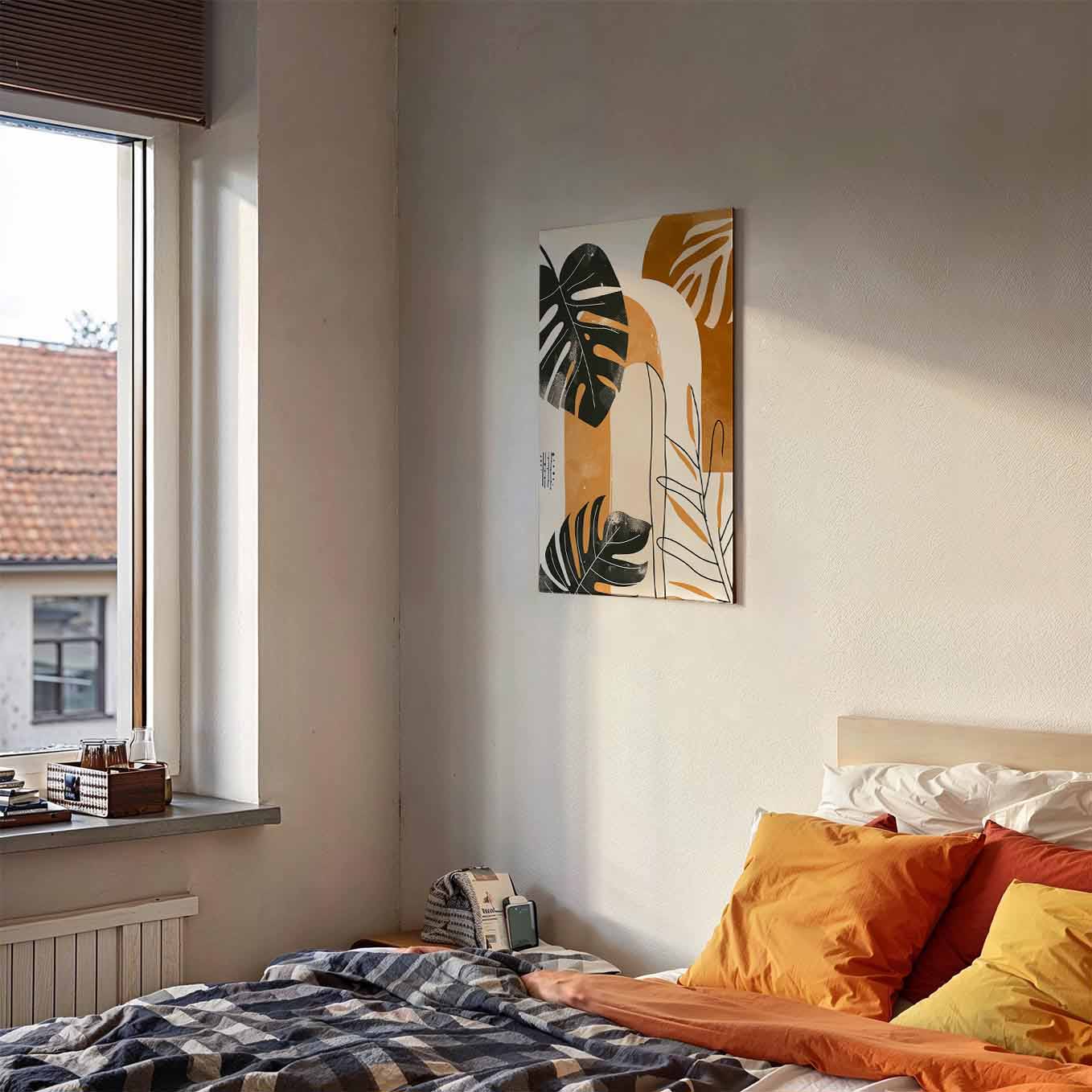 Tropical Monstera Leaf Abstract Poster - Wall art 370 GSM with Double Side Tape Ready to Stick Wall Decor