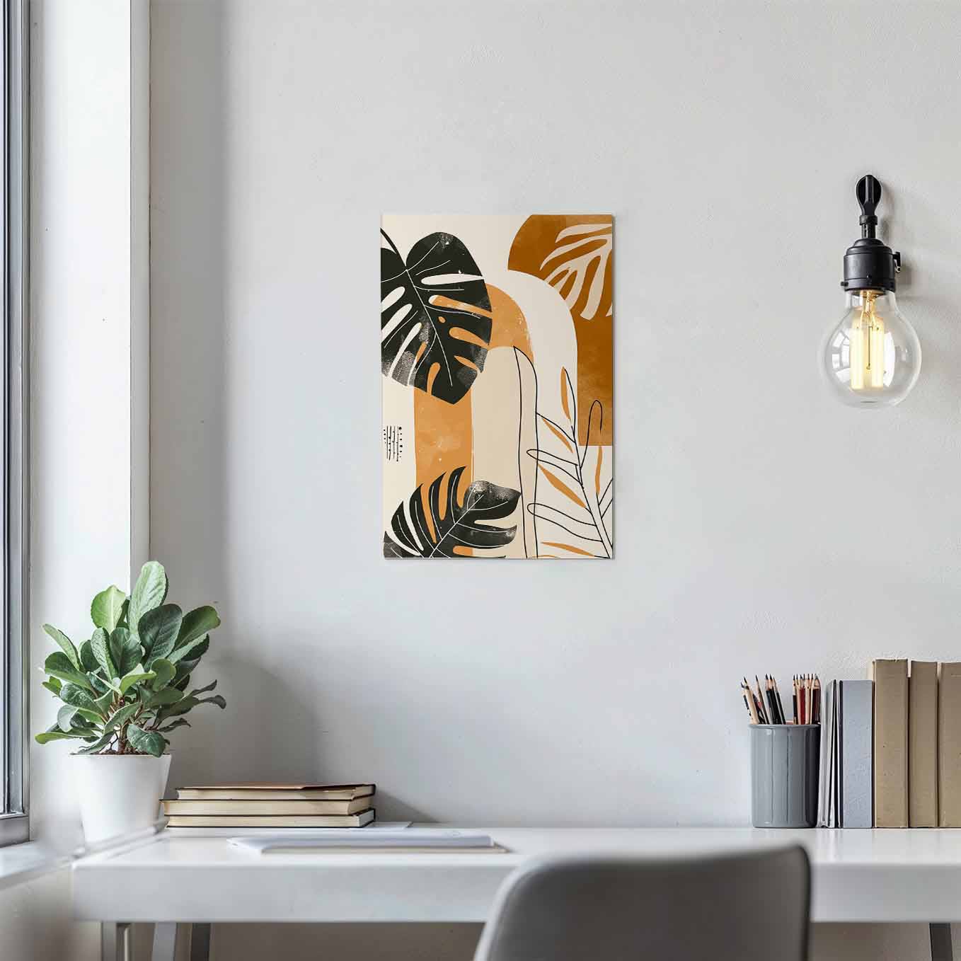 Tropical Monstera Leaf Abstract Poster - Wall art 370 GSM with Double Side Tape Ready to Stick Wall Decor