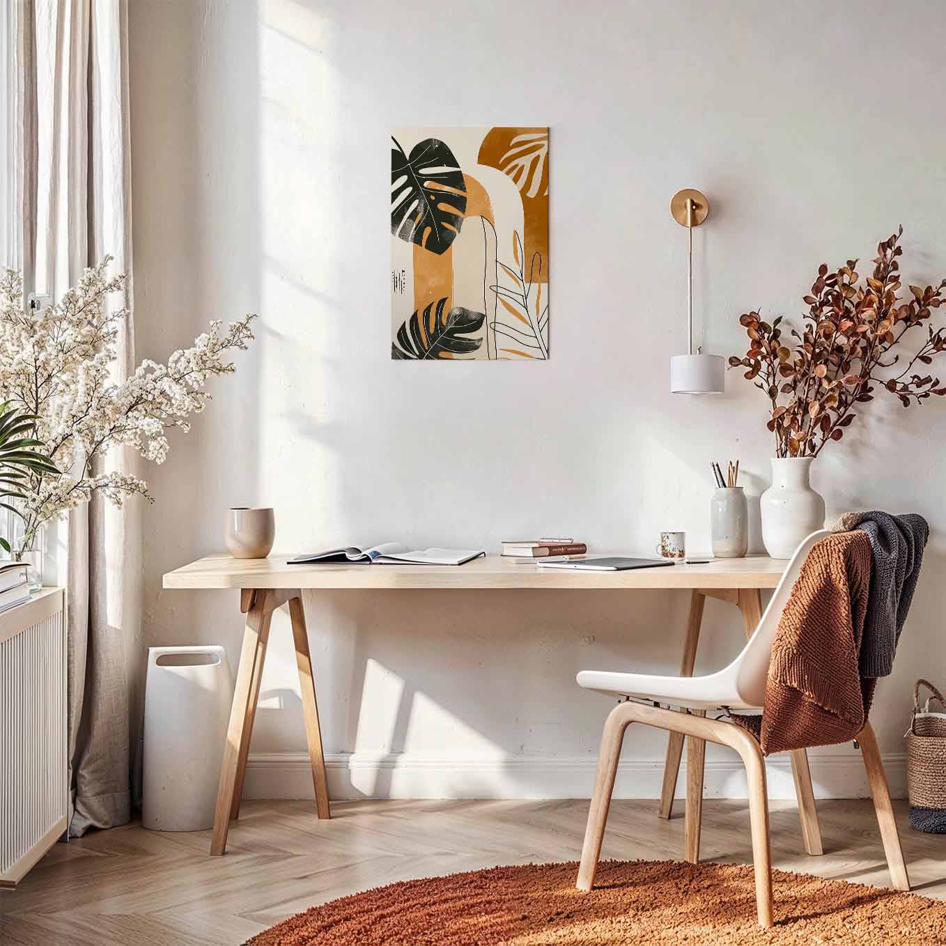 Tropical Monstera Leaf Abstract Poster - Wall art 370 GSM with Double Side Tape Ready to Stick Wall Decor