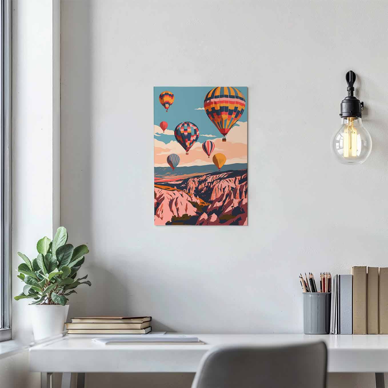 Hot Air Balloons Colorful Canyon Poster - Adventure Wall art 370 GSM with Double Side Tape Ready to Stick Wall Decor
