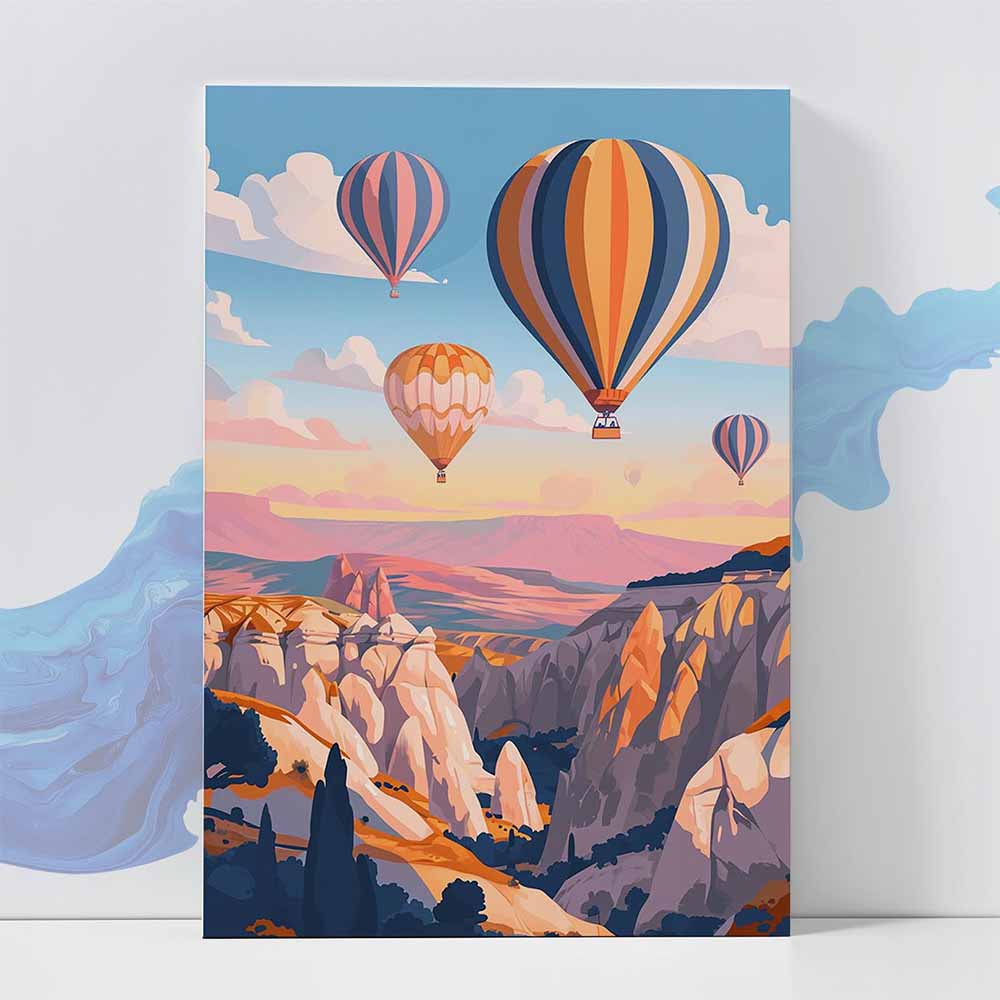 Sunset Sky Hot Air Balloon Poster - Adventure Wall art 370 GSM with Double Side Tape Ready to Stick Wall Decor