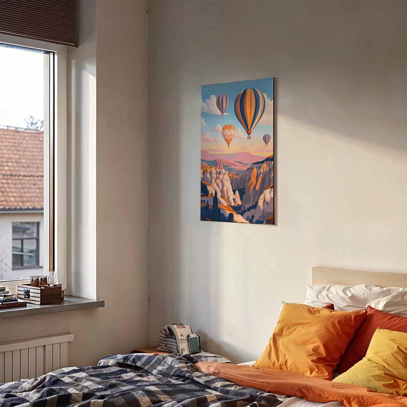 Sunset Sky Hot Air Balloon Poster - Adventure Wall art 370 GSM with Double Side Tape Ready to Stick Wall Decor