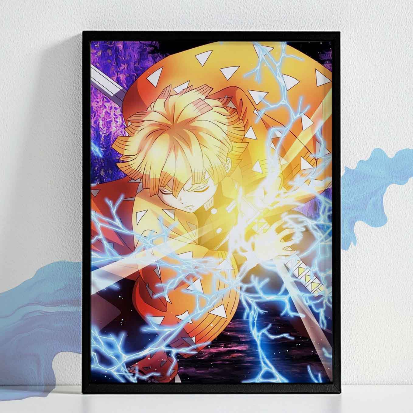 Demon Slayer Zenitsu Moment Poster art framed 13x19-Inch