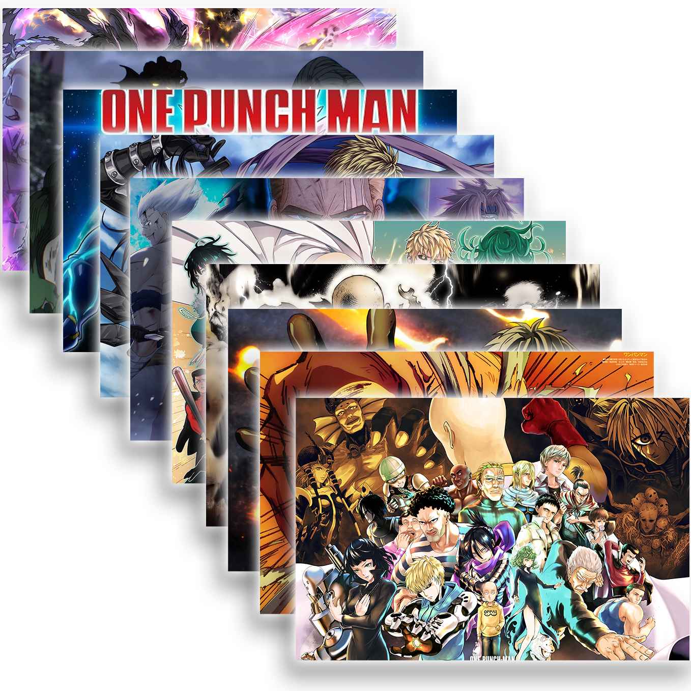 One Punch Man set of 10 Landscape posters (12x18-Inch, 350 GSM) Comes with Double sided tape