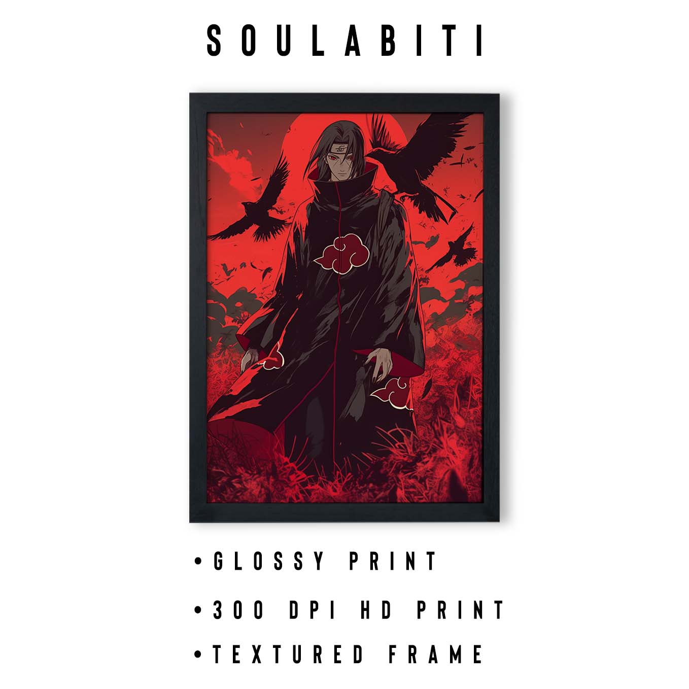 Itachi Uchiha Akatsuki Poster art framed 12x18-Inch, Plexi-Glass