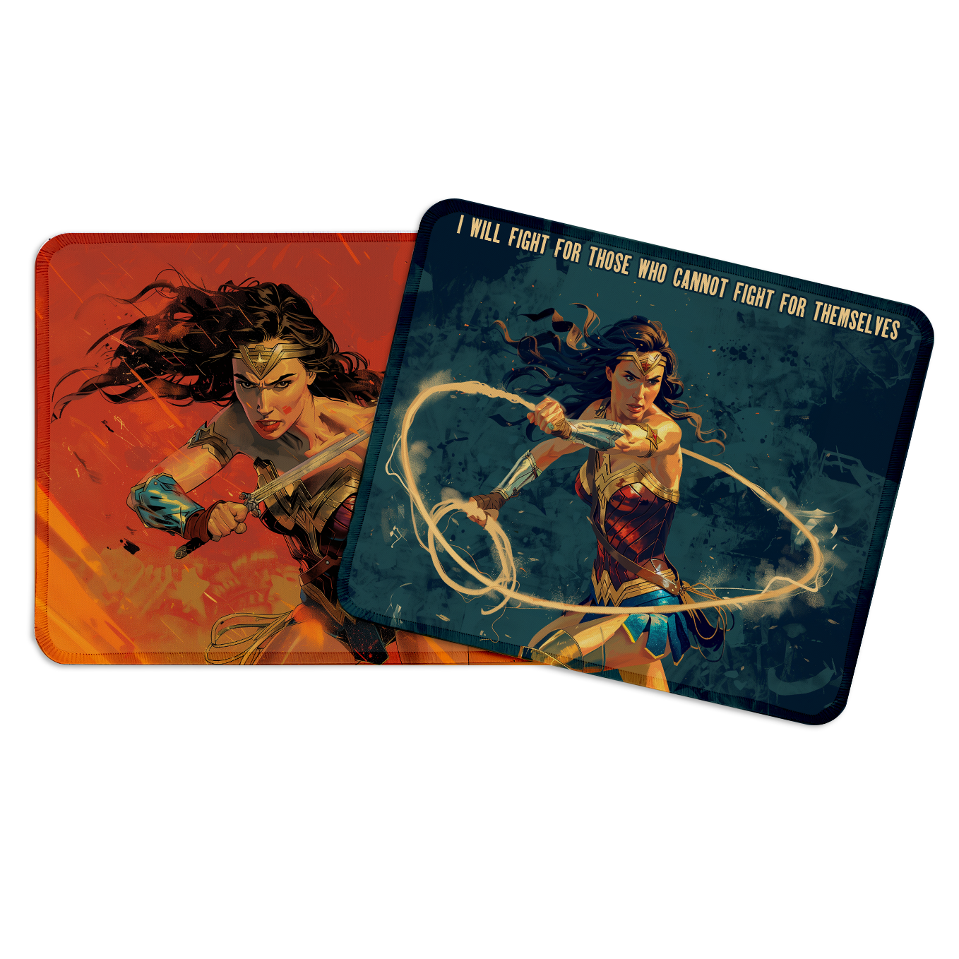 Wonder Women Set of 2 Stitched Gaming Mouse Pads with Anti-Slip Rubber Base and Waterproof Surface