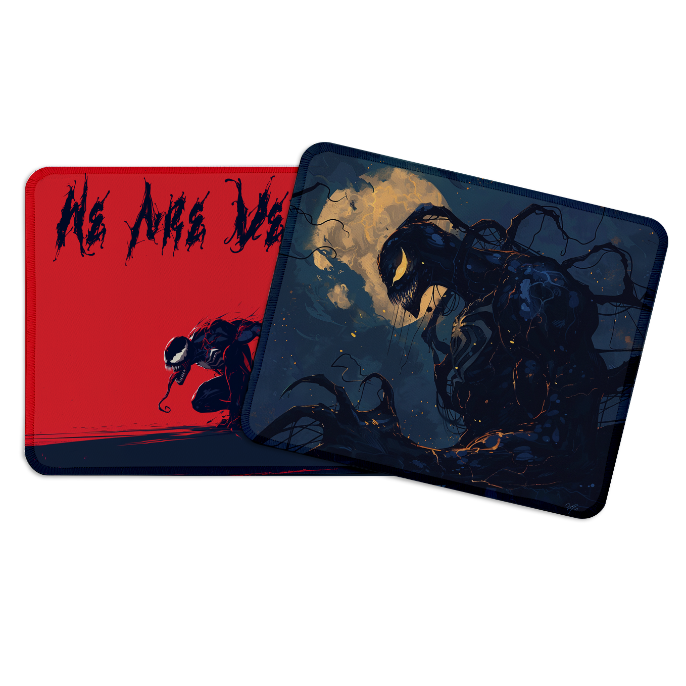 Venom Set of 2 Stitched Gaming Mouse Pads with Anti-Slip Rubber Base and Waterproof Surface