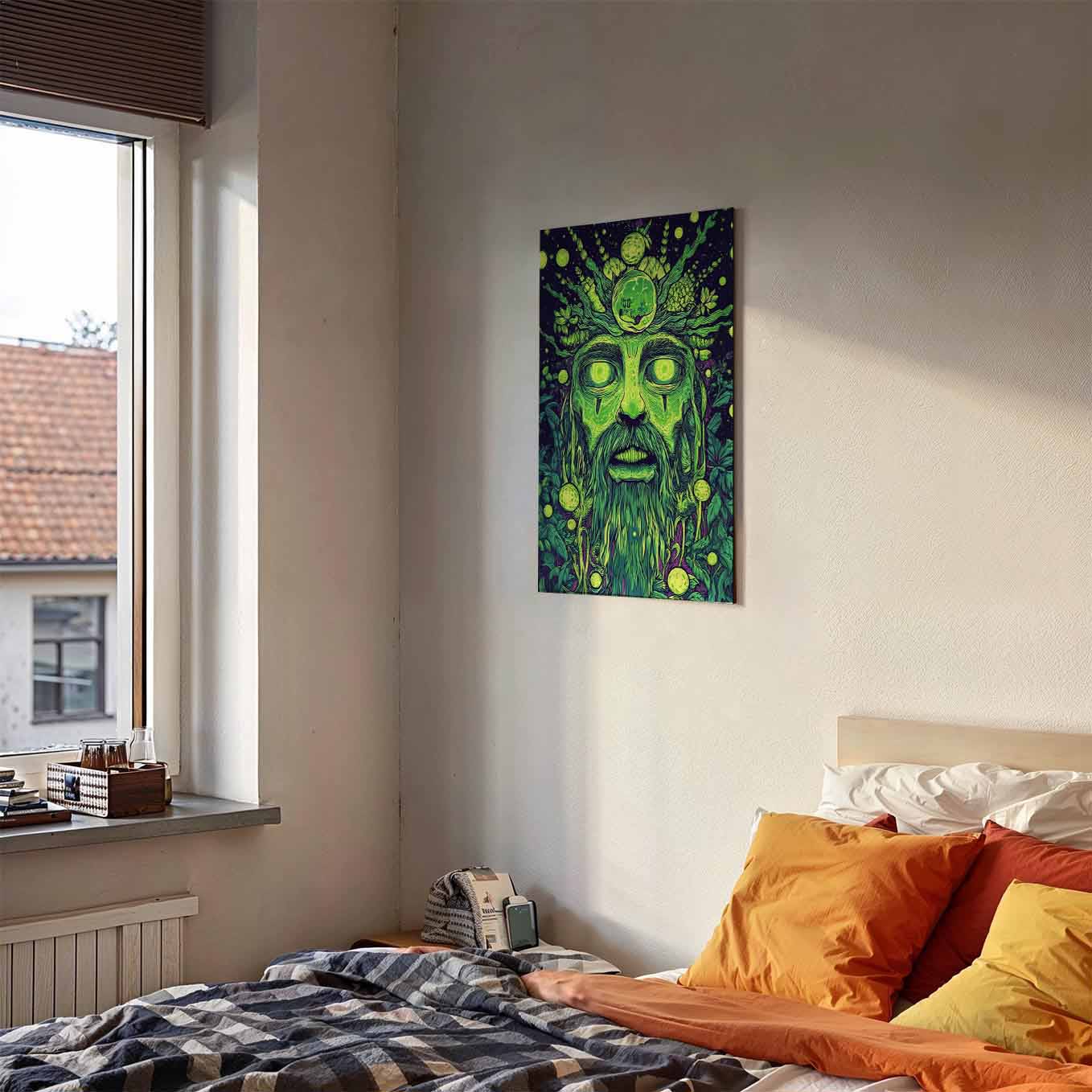 Psychedelic Green Mystic Poster - Trippy Fantasy 370 GSM with Double Side Tape Ready to Stick Wall Decor