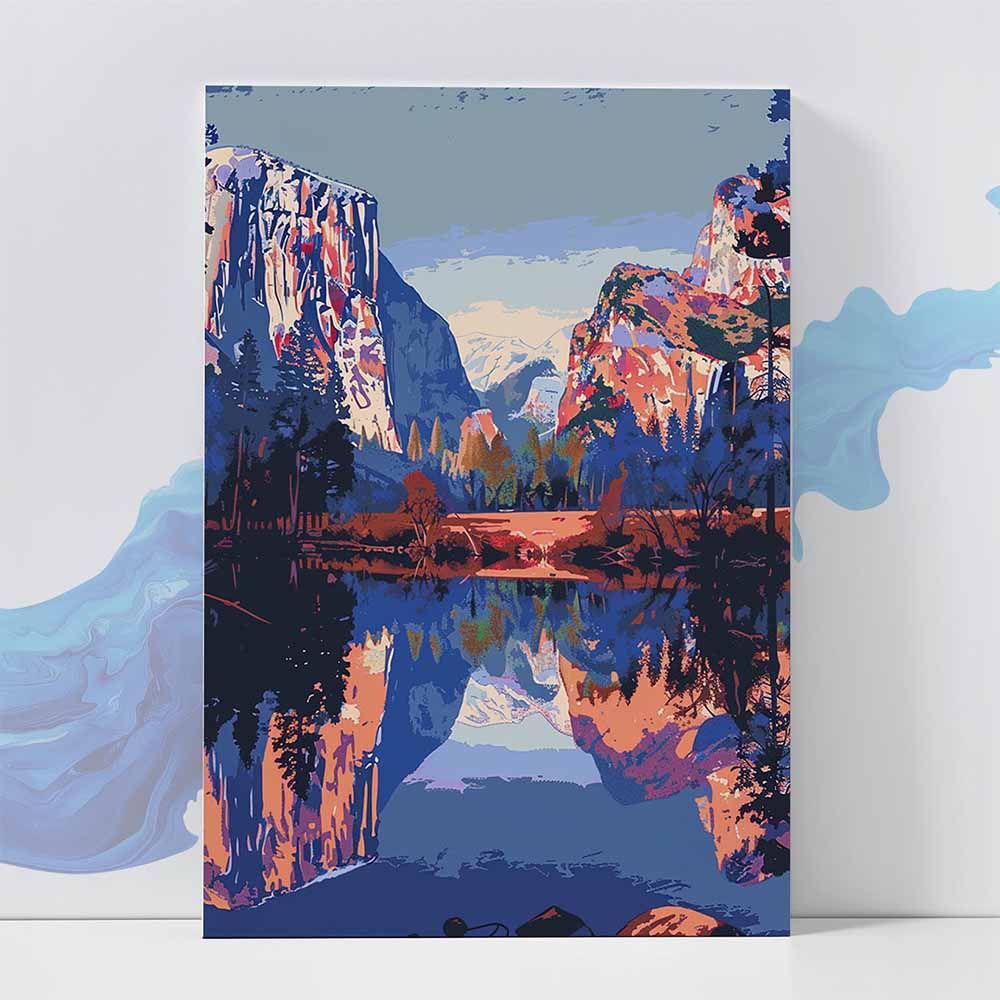 Yosemite Valley Landscape Poster - Nature Scenery 370 GSM with Double Side Tape Ready to Stick Wall Decor