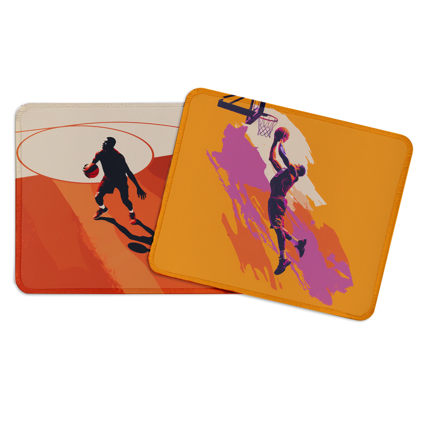 Streetball Hustle Art – Set of 2 Stitched Gaming Mouse Pads with Anti-Slip Rubber Base and Waterproof Surface