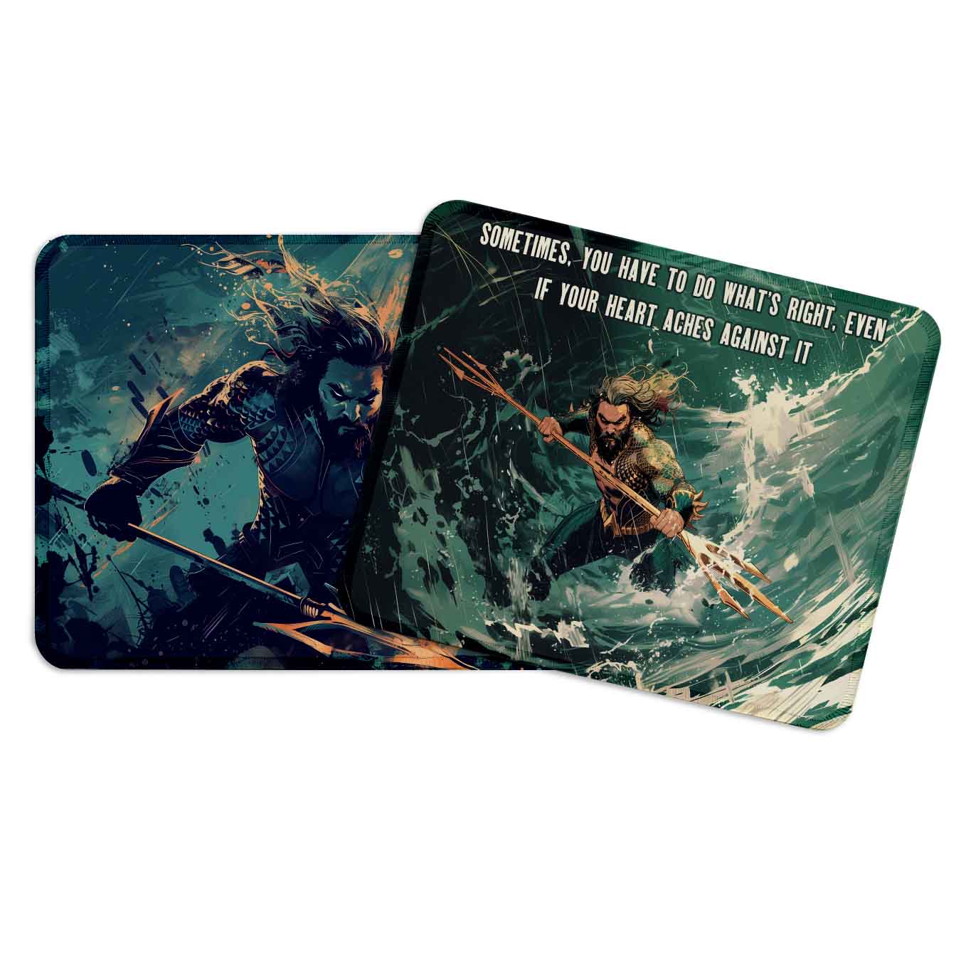 Aquaman Set of 2 Stitched Gaming Mouse Pads with Anti-Slip Rubber Base and Waterproof Surface