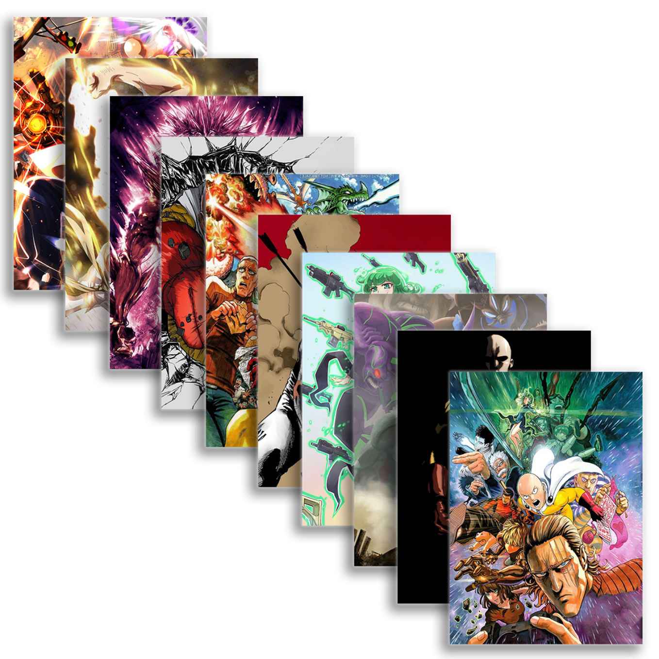 One Punch Man set of 10 Portrait posters ( 12x18, 350 GSM ) Comes with double sided tape