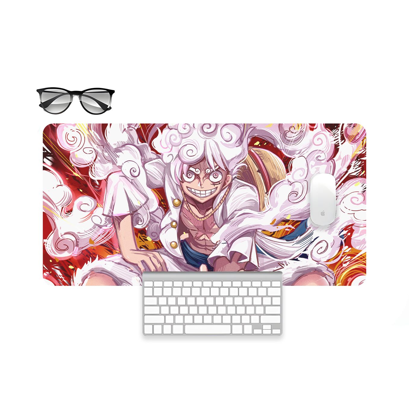 One Piece Mouse Pad - 23.6 x 11 Inches Desk Pad - Gaming and Workstation Mat for Monkey D. Luffy Gear 5 Fans - Non-Slip Rubber Base - Smooth Surface for Precise Control